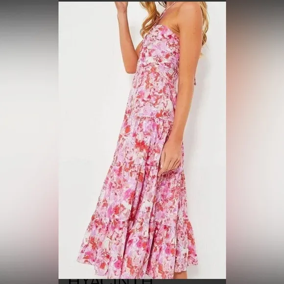 HYACINTH HOUSE Fuschia Brushstrokes Aurora Midi Dress
