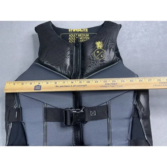 HyperLite Wake Co Life Jacket Adult Medium Black Water Sports Vest Swim Boat 70