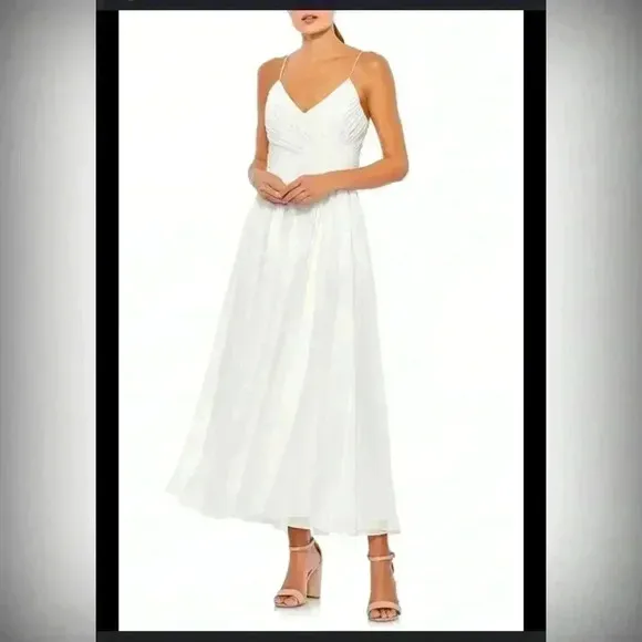 Ieena for Mac Duggal Faux Wrap Midi Cocktail Dress NWT Size S Style 70099