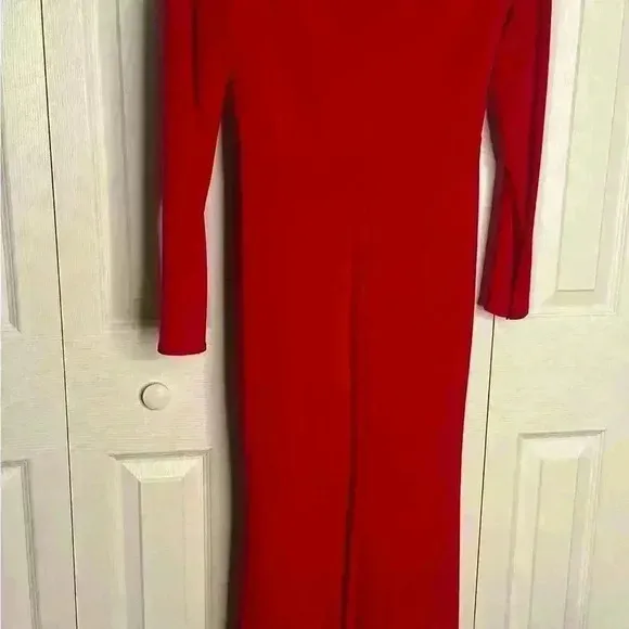Ieena for Mac Duggal Gathered Pearl Long Sleeve Keyhole Gown NWOT Size 4