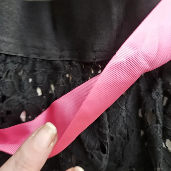Ienna for Mac Duggal 2 piece black top &amp; mini skirt with pink bow SZ 4 NWT