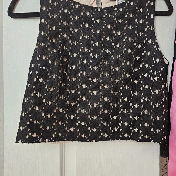 Ienna for Mac Duggal 2 piece black top &amp; mini skirt with pink bow SZ 4 NWT