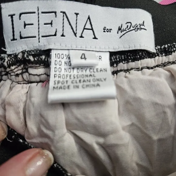 Ienna for Mac Duggal 2 piece black top &amp; mini skirt with pink bow SZ 4 NWT