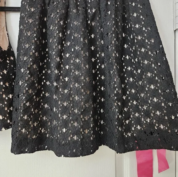 Ienna for Mac Duggal 2 piece black top &amp; mini skirt with pink bow SZ 4 NWT