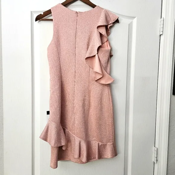 Ienna for Mac Duggal jewel Neck Assymetrical ruffle 48932i 6 NWT Blush pink