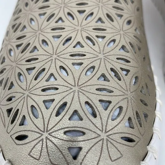 Ilse Jacobsen Hornbaek Women's Slip on Shoes Cut Out Floral Gold Size 41