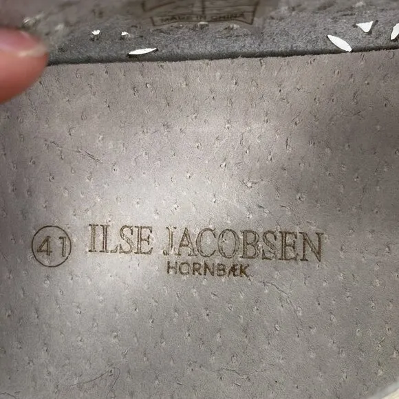 Ilse Jacobsen Hornbaek Women's Slip on Shoes Cut Out Floral Gold Size 41