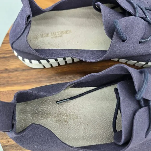 Ilse Jacobsen Shoes Men's 11 44 Blue Lace Up Perforated Comfort Casual Flats
