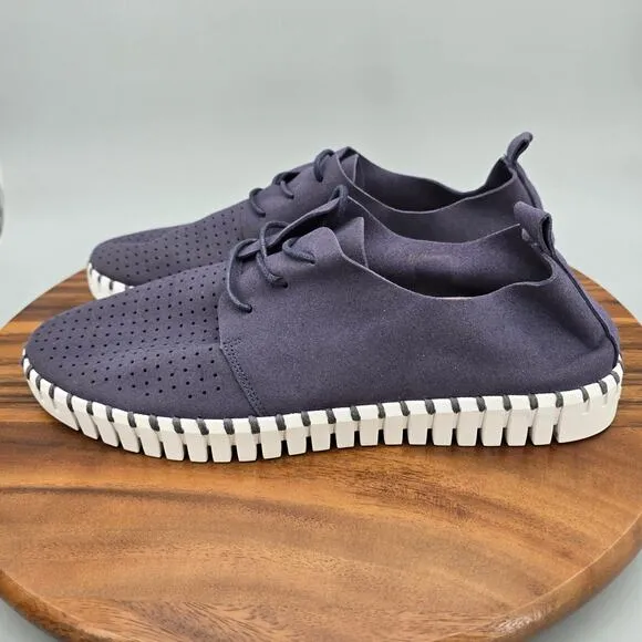 Ilse Jacobsen Shoes Men's 11 44 Blue Lace Up Perforated Comfort Casual Flats