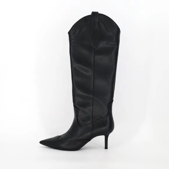 I.N.C. Int Concepts Women Black Vegan Leather Hayleigh Western Boots Size 5.5