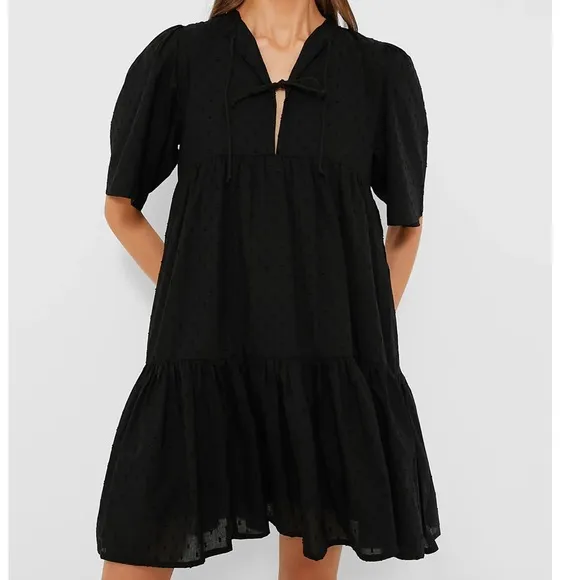 INDIA COLLECTION BY EMERSON FRYBlack Swiss Dot Isla Dress M/L