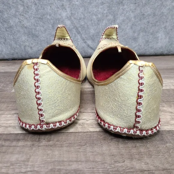 Indian Punjabi Handmade Ethnic Shoes Jutti Men Sz 10 Gold Color Khussa Aladdin
