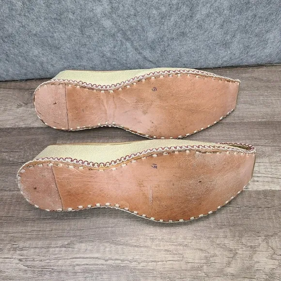 Indian Punjabi Handmade Ethnic Shoes Jutti Men Sz 10 Gold Color Khussa Aladdin