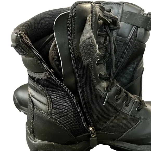 Interceptor Black 8” Ankle Tactical Work Combat Boots YKK Side Zip Size 12
