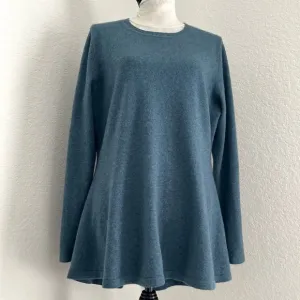 Isaac Mizrahi Live! 2-Ply Cashmere Peplum Tunic Pull Over Sweater Teal Large