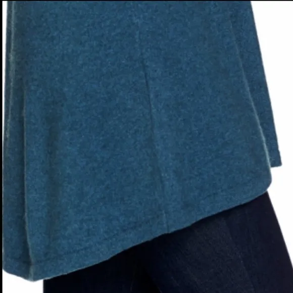 Isaac Mizrahi Live! 2-Ply Cashmere Peplum Tunic Pull Over Sweater Teal Large