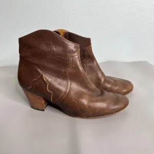 Isabel Marant 'Dicker' Brown Leather Ankle Boots 38