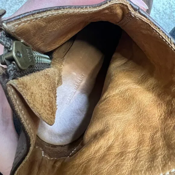 Isabel Marant 'Dicker' Brown Leather Ankle Boots 38