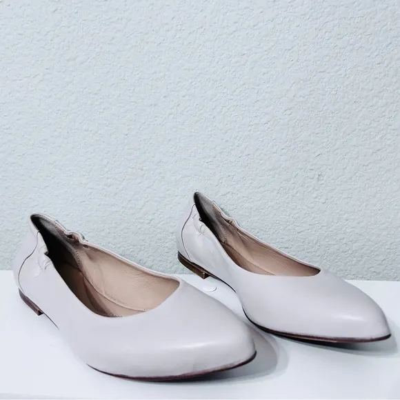Italeau Mara Ballet Flats Nude Bone Handmade Italian Leather Sz 39.5 US 9