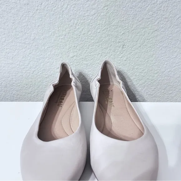 Italeau Mara Ballet Flats Nude Bone Handmade Italian Leather Sz 39.5 US 9