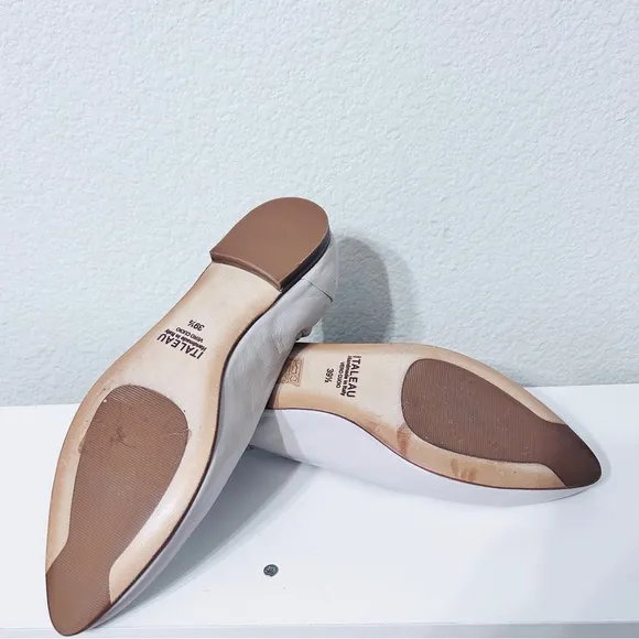 Italeau Mara Ballet Flats Nude Bone Handmade Italian Leather Sz 39.5 US 9
