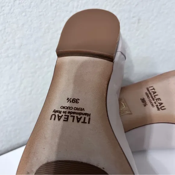 Italeau Mara Ballet Flats Nude Bone Handmade Italian Leather Sz 39.5 US 9