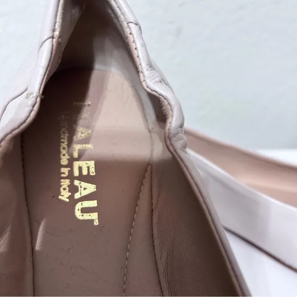 Italeau Mara Ballet Flats Nude Bone Handmade Italian Leather Sz 39.5 US 9