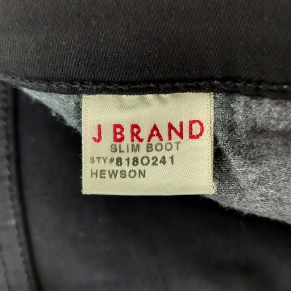 J Brand Classic Mid Rise Slim Fit Ankle Boot Cut Jeans Hewson Black 30