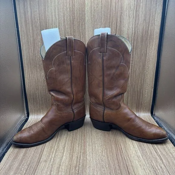 J Chisholm Brown Genuine Leather Cowboy Western Mens Boots Size 10.5 D USA
