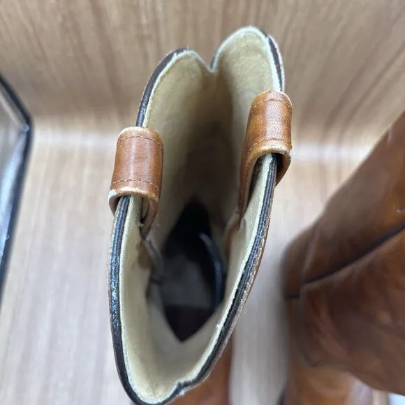 J Chisholm Brown Genuine Leather Cowboy Western Mens Boots Size 10.5 D USA