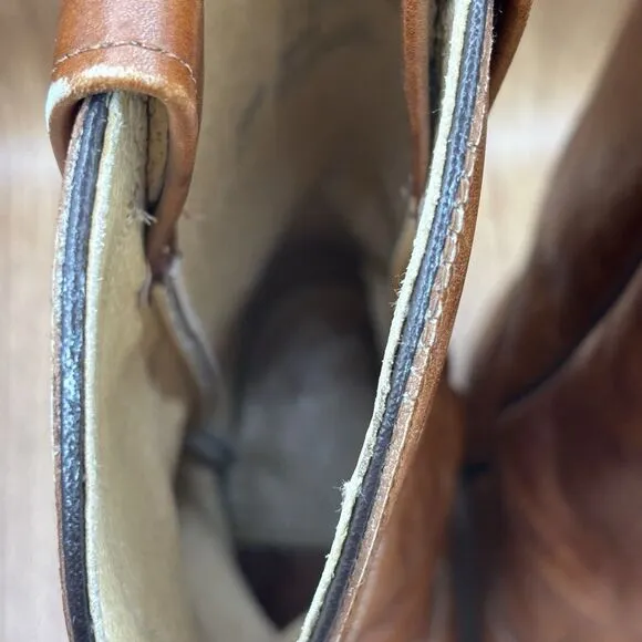 J Chisholm Brown Genuine Leather Cowboy Western Mens Boots Size 10.5 D USA