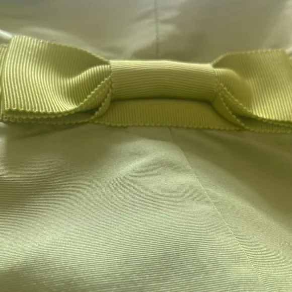 J CREW 100% Silk Lime Neon Green Strapless Cocktail Party Dress w Bow Size: 4P