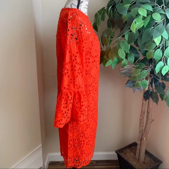 J. Crew Bell-sleeve Embroidered Eyelet Dress Orange Sz 0