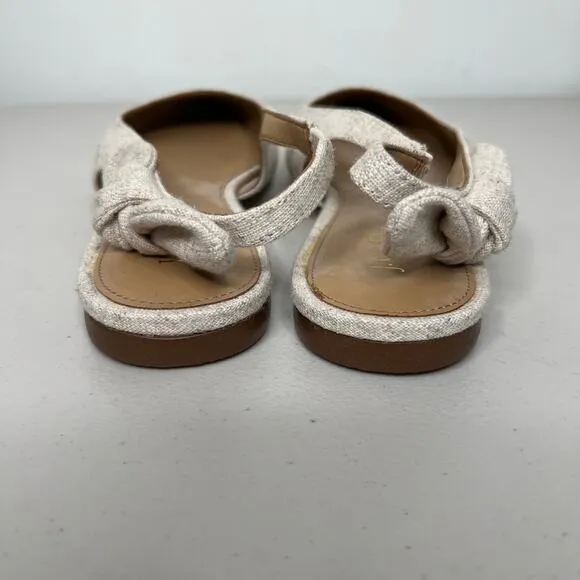 J. Crew Cream Natural Pointed Toe Sling Back Bow Flats Size 9.5
