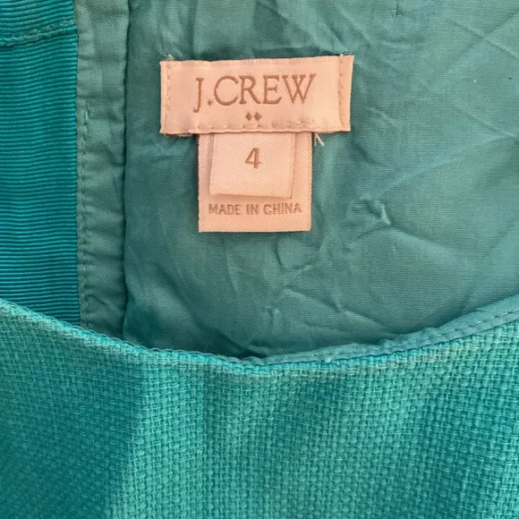 J. Crew Jade Woven Cotton Corset Bust Structured Pleated A-Line Sheath Dress