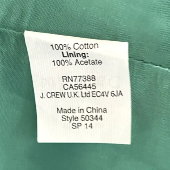 J. Crew Jade Woven Cotton Corset Bust Structured Pleated A-Line Sheath Dress
