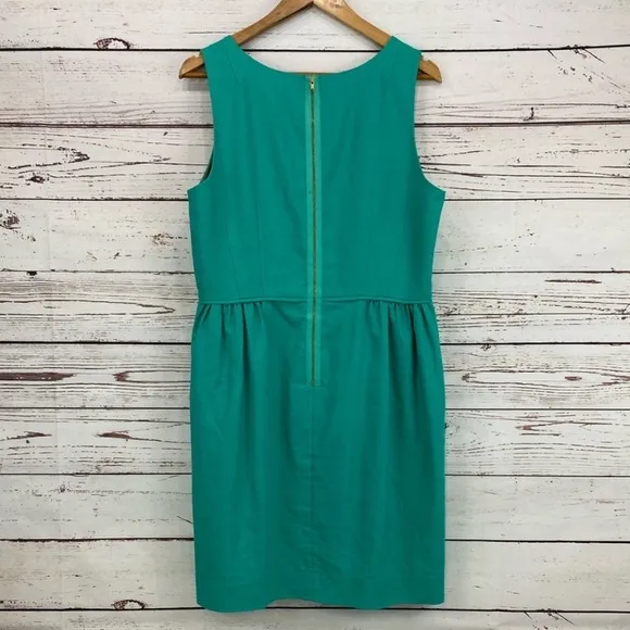 J. Crew Jade Woven Cotton Corset Bust Structured Pleated A-Line Sheath Dress