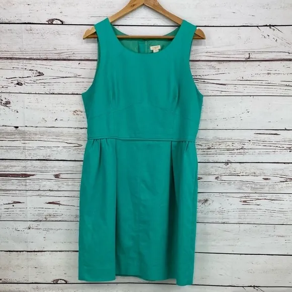 J. Crew Jade Woven Cotton Corset Bust Structured Pleated A-Line Sheath Dress