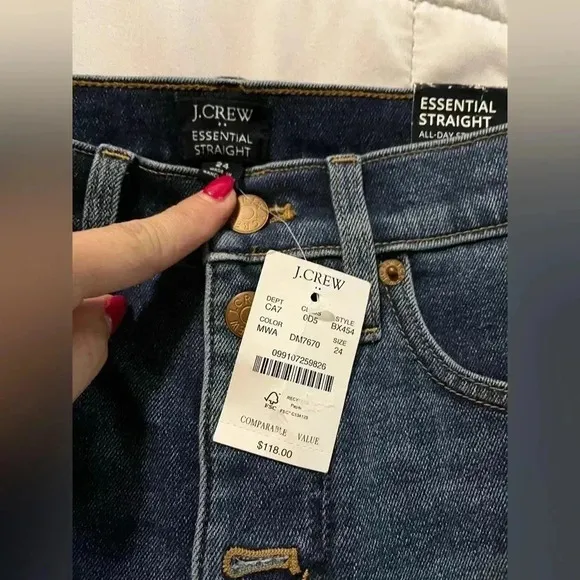 J Crew Jeans Essential Straight All Day Stretch Crop Pants NWT Size 24 Denim