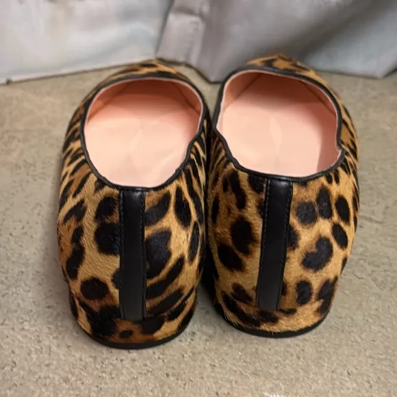 J. Crew Leather Pointed-toe Flats In Leopard Calf Hair Size 6.5 B29