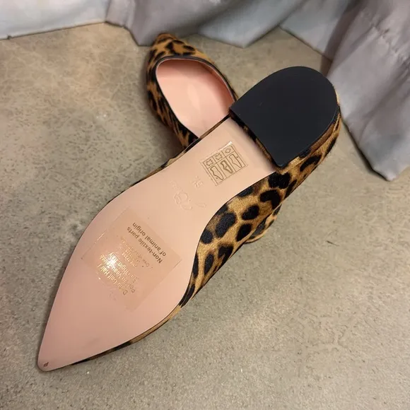 J. Crew Leather Pointed-toe Flats In Leopard Calf Hair Size 6.5 B29