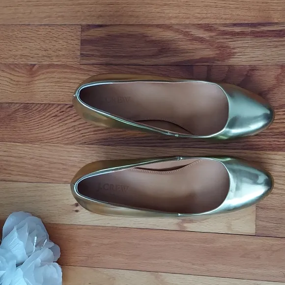 J. Crew Martina Gold Metallic Wedges Size 9 NWOT