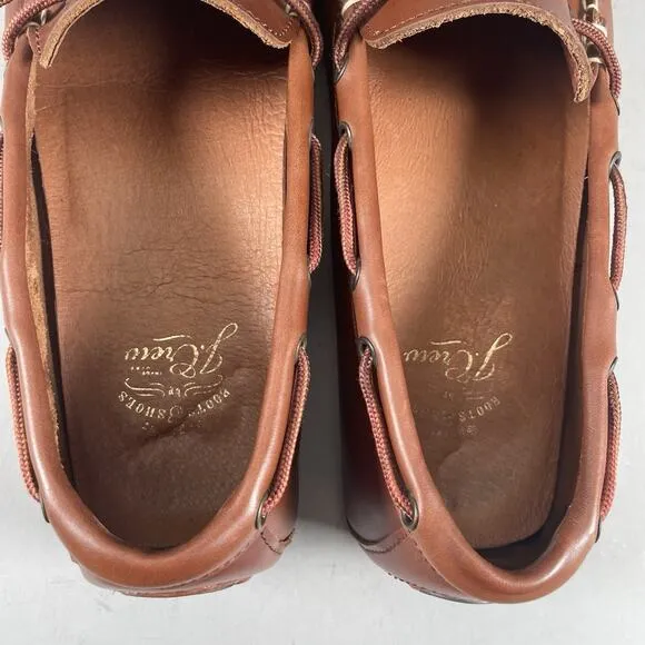 J. Crew Men’s Size 11 Brown Leather Lace Up Slip On 2 Eye Boat Shoes Casual EUC