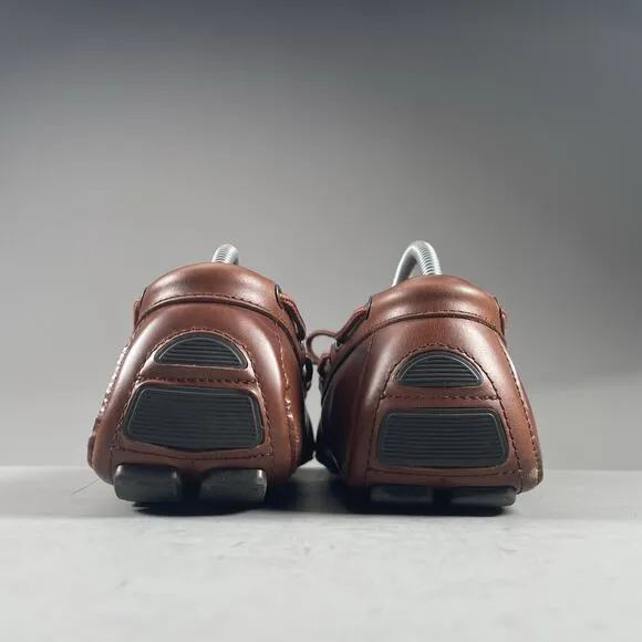 J. Crew Men’s Size 11 Brown Leather Lace Up Slip On 2 Eye Boat Shoes Casual EUC