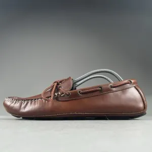 J. Crew Men’s Size 11 Brown Leather Lace Up Slip On 2 Eye Boat Shoes Casual EUC