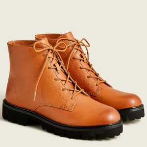 J. Crew NWOT GWEN lug-sole lace up  boots in polished leather sz 9