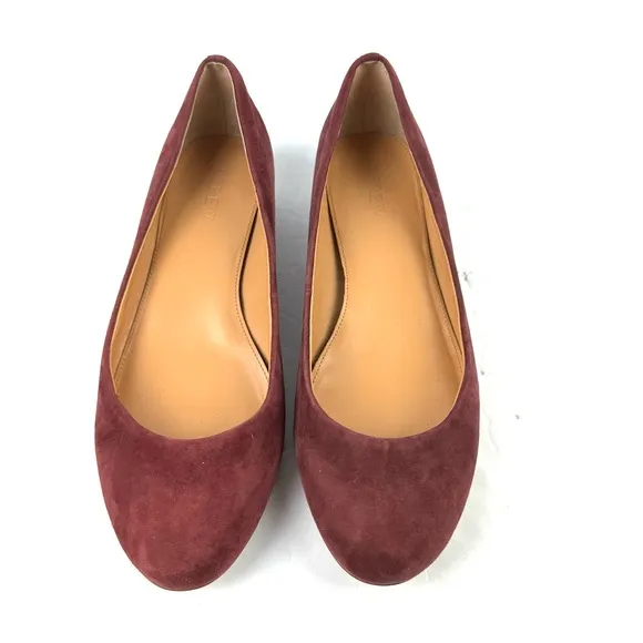 J Crew Shoes 9 Burgundy Suede Slip On Womens Heels