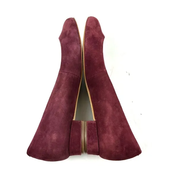 J Crew Shoes 9 Burgundy Suede Slip On Womens Heels