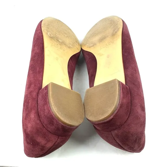 J Crew Shoes 9 Burgundy Suede Slip On Womens Heels