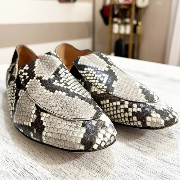 J. Crew Snakeskin embossed convertible mules flats size 6